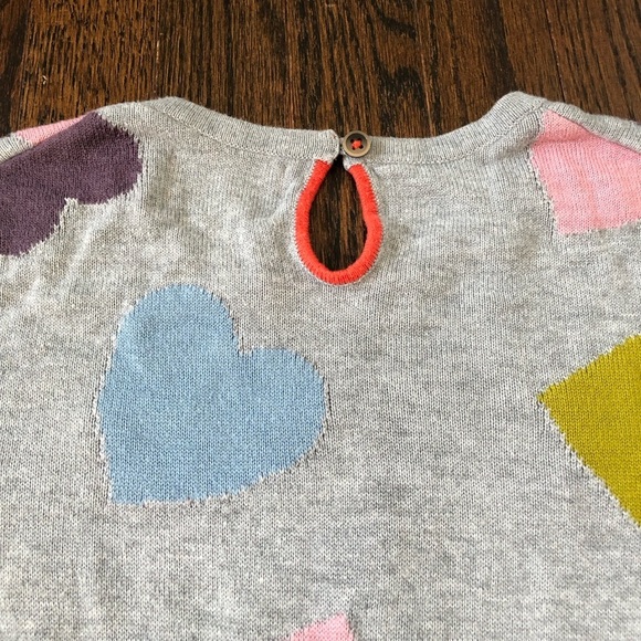 Mini Boden Girls 9-10Y Gray w/Multi-Color Hearts Long-Sleeve Knit Sweater Dress - Picture 10 of 10